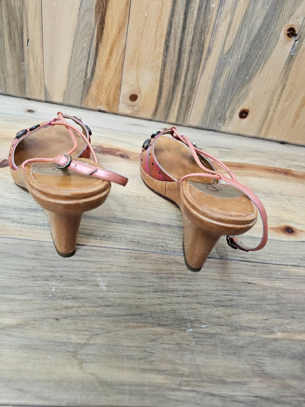 Cole Haan Collection Orange Jeweled Wedge Sandal Heel Size 11 - Picture 5 of 8